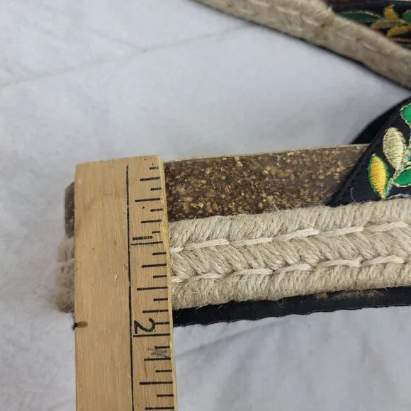 Pierre Dumas embroidered flowers platform black espadrille sandals vacation 10 - Picture 9 of 14